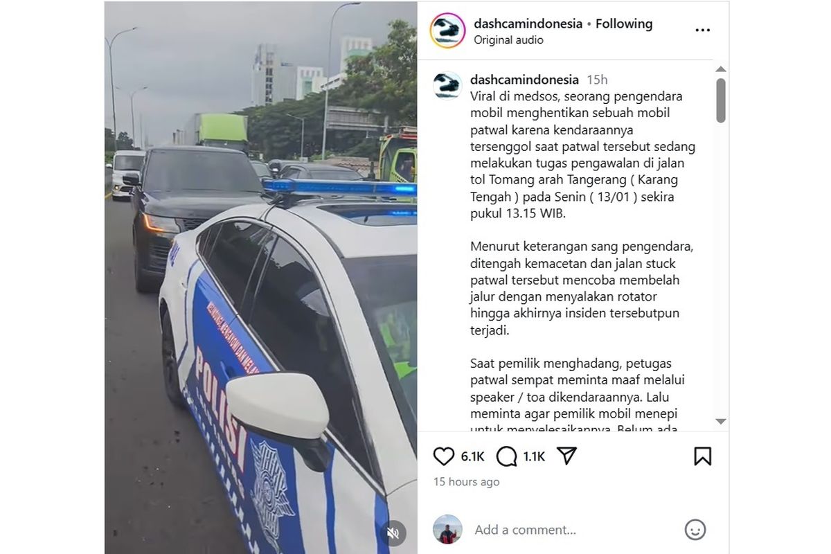 Tol Tomang, patwal, mobil patwal, safety driving, Viral Patwal Polisi Senggol Mobil di Tol Tomang, Ini Sikap Pengendara yang Aman