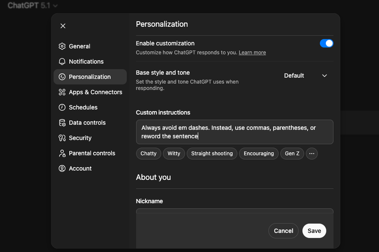 ChatGPT, em dash, OpenAI, chatGPT, tanda strip chatgpt, OpenAI Atasi Keluhan Em Dash alias 