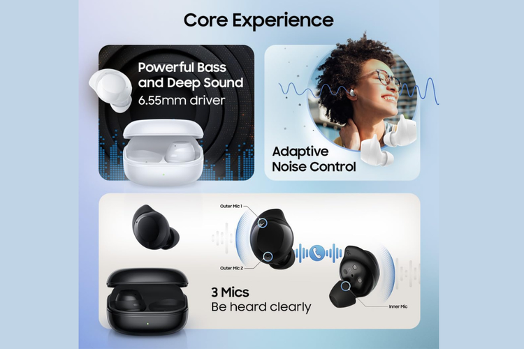 Samsung, Galaxy Buds Core, galaxy buds core resmi, TWS Samsung Galaxy Buds Core Resmi, Punya ANC Baterai Tahan 35 Jam