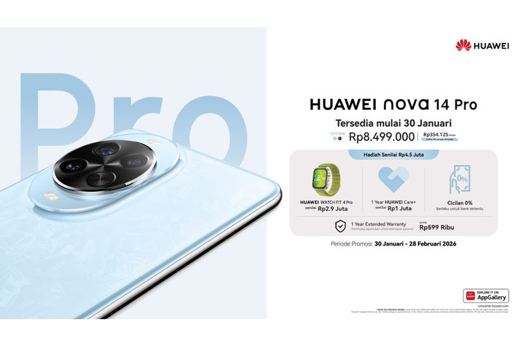 Huawei, Huawei Nova 14 Pro, smartphone, HP Huawei Nova 14 Pro Resmi Rilis di Indonesia, Harga Rp 8 Jutaan