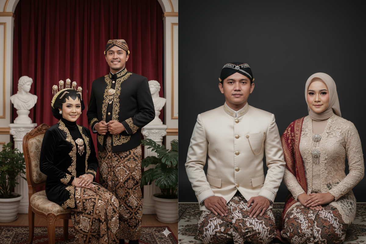 Google, Artificial Intelligence, foto AI, Gemini AI, Prompt, foto prewedding ai, Prompt Gemini AI Foto Prewedding Adat Jawa Elegan untuk Undangan Digital