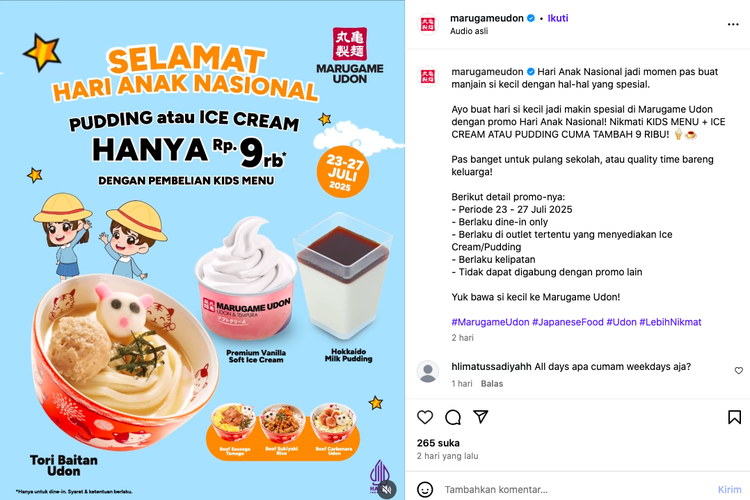 Hari Anak Nasional 2025, promo Hari Anak Nasional 2025, promo JCO, hari anak nasional 2025, promo makanan Hari Anak Nasional 2025, promo Marugame Udon, 5 Promo Makanan Hari Anak Nasional 2025: JCO, Marugame Udon, hingga Subway