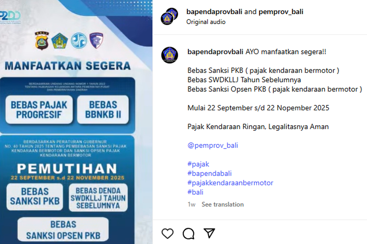 Pajak Kendaraan Bermotor, pemutihan pajak kendaraan, pemutihan pajak kendaraan bali, pemutihan pajak kendaraan bali 2025, Bali Hadirkan Program Pemutihan Pajak Kendaraan hingga 22 November 2025