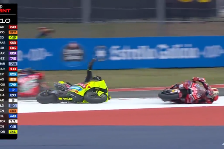 Marc Marquez, MotoGP Amerika, Marc Marquez Jatuh di Lap 2, Di Giannantonio Ikut Terseret