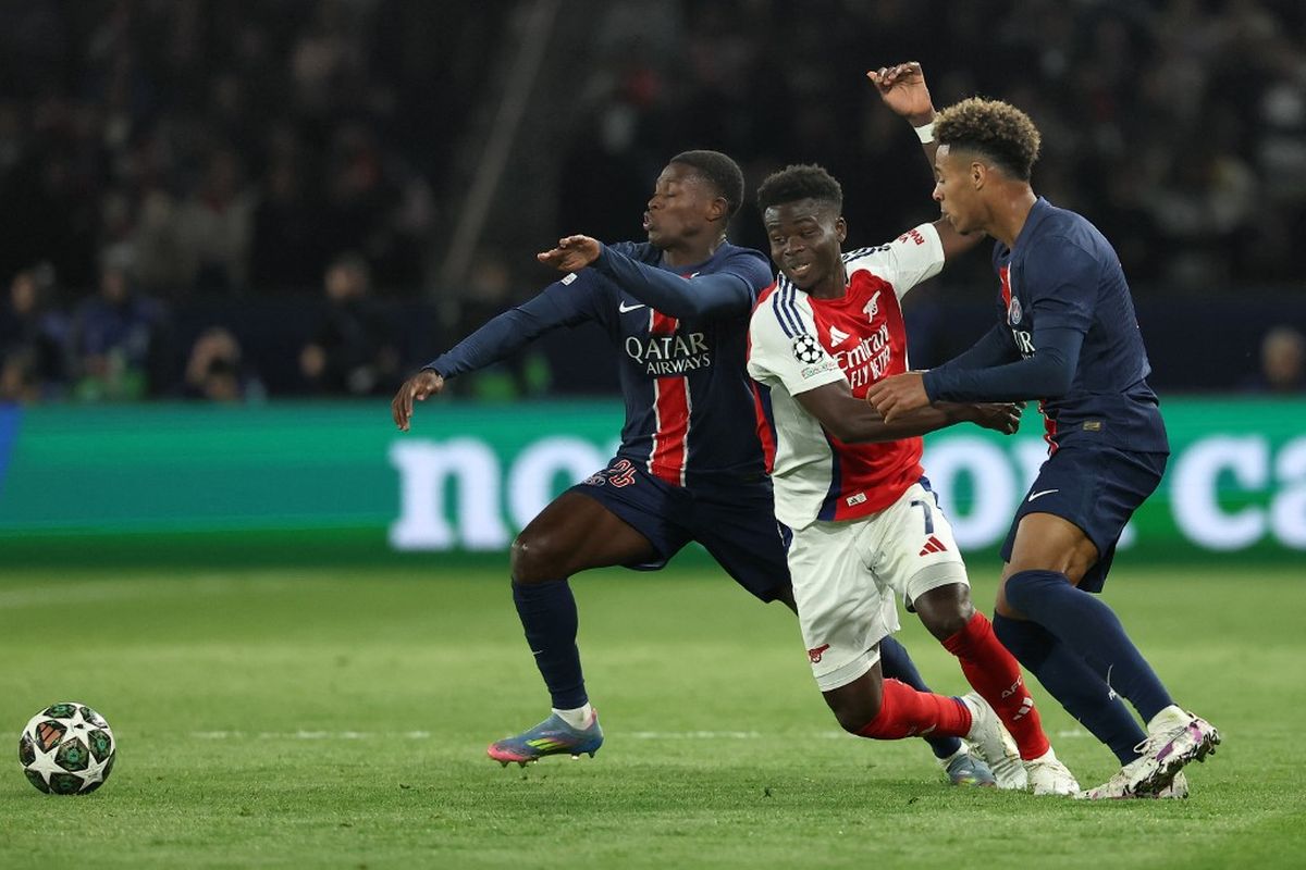 Arsenal, Liga Champions, PSG vs Arsenal, LIVE Hasil PSG Vs Arsenal 2-1, Saka Pangkas Defisit Gunners!