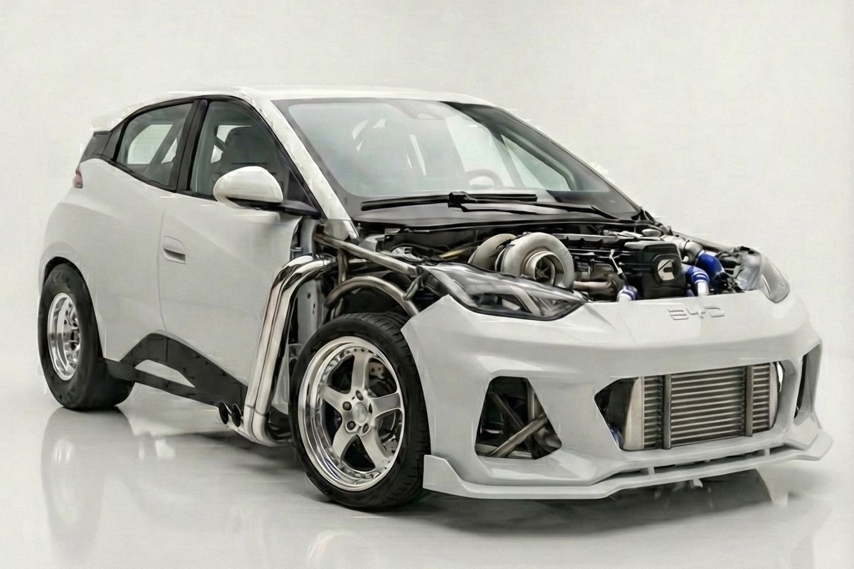 modifikasi BYD Atto 1, kecerdasan buatan, mobil balap, Imajinasi Jikalau BYD Atto 1 Dibekali Mesin Diesel