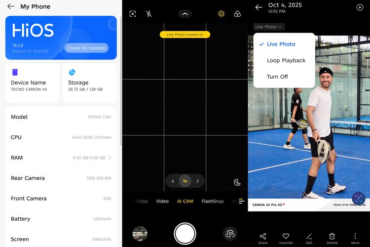 fitur baru, fitur kamera, Tecno, Tecno Camon 40 Series, Tecno Camon 40, Tecno Camon 40 Pro 5G, Live Photo, hios 15, HP Tecno Camon 40 Series Bisa Bikin Live Photo ala iPhone