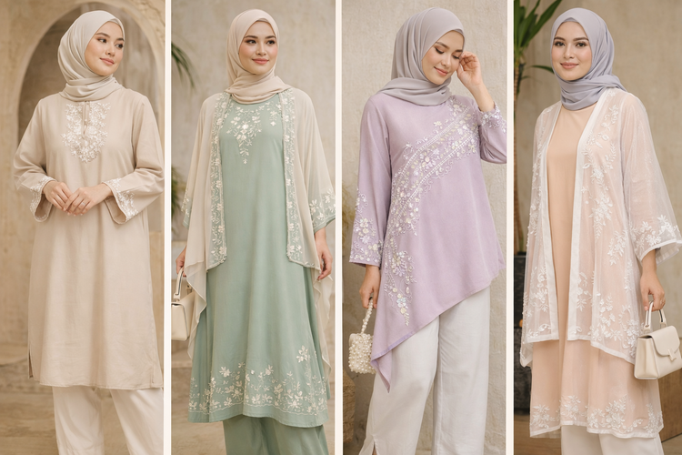 rompi lepas, tren gamis Lebaran 2026, Tren Gamis Lebaran 2026: Rompi Lepas, Gamis Bini Orang, dan Abaya Dubai, 1. Gamis dengan Rompi Lepas, 2. “Gamis Bini Orang”, 3. Gamis dengan Detail Embroidery, 4. Abaya Dubai