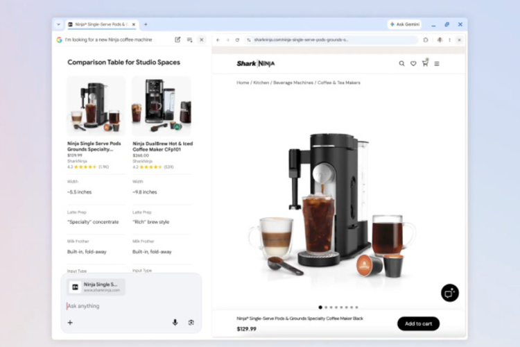 AI Mode, Google, Google Chrome, Google Perbarui AI Mode, Kini Pencarian Web dan AI Bisa Dibuka Bersamaan
