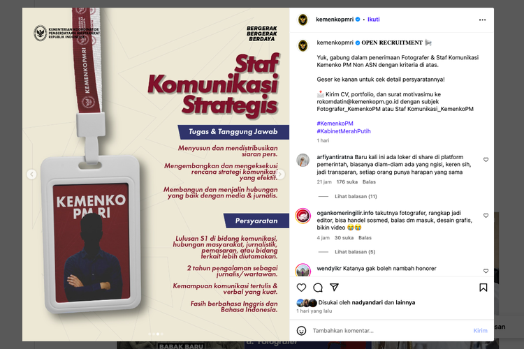 Lowongan kerja Kemenko PM 2025, Rekrutmen fotografer Kemenko PM, Staf komunikasi strategis Kemenko PM, Lowongan kerja pemerintah tanpa batas usia, Syarat melamar Kemenko PM 2025, Cara daftar lowongan Kemenko PM, Deadline lamaran Kemenko PM 30 September, lowongan kerja non asn 2025, Lagi Buka! Lowongan Kerja Kemenko PM 2025 untuk Fotografer & Staf Komunikasi, Tanpa Batasan Usia