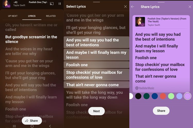 YouTube Music, lirik, lyrics sharing, Spotify, fitur baru, YouTube, Lirik, Fitur baru, Lirik Lagu YouTube Music Kini Bisa Dibagikan ke Medsos, Sudah Ada di Indonesia
