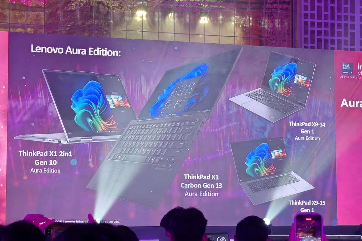 Lenovo, laptop, Aura Edition, ThinkPad X1 Carbon Gen 13 Aura Edition, ThinkPad X1 2-in-1 Gen 10 Aura Edition, spesifikasi, Spesifikasi, Laptop, ThinkPad X9 Aura Edition, Spesifikasi dan Harga ThinkPad X1 Carbon, ThinkPad X1 2-in1, serta ThinkPad X9 Gen 1 di Indonesia