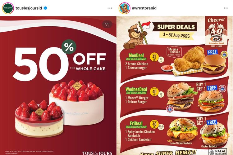 Promo 17 Agustus, promo kemerdekaan, promo makanan 17 Agustus, promo buy 1 get 1, promo kuliner kemerdekaan, promo 17 agustus makanan, 20+ Promo Makanan Minuman 17 Agustus 2025, dari Diskon hingga Gratis, Promo Fore Coffee: Kopi Rp 17.000, Promo Pizza Hut: Beli 1 gratis 1, Promo Chatime: Es campur milk tea Rp 17.000, Promo Wingstop Indonesia: Paket spesial Rp 17.845, Promo Mie Gacoan: Diskon hingga 50 persen, Promo TOMORO Coffee: Diskon 17 persen dan menu hemat, Promo Roti’O: Paket hemat merdeka, Promo A&amp;W: Beli 1 gratis 1 sundae, Promo Wizzmie: Beli 1 gratis 1 mie, Promo Shihlin: Diskon via ShopeePay, Promo Mie Keprabon: Gratis untuk yang Bernama “Agus”, Promo Yakiniku Like: Buy 1 get 1, Promo Ta Wan: Diskon 50 persen minuman, Promo My Joy Bakery: Beli 1 gratis 1, Promo Tous Les Jours: Diskon 50 persen whole cake, Promo KFC: Menu Rp 8.000, Promo Dcrepes: Diskon 17 persen, Promo Gokana: Sumo Ramen Rp 17.000, Promo Pizza Hut Delivery (PHD): Beli 1 gratis 1, Promo Pepper Lunch: Buy 1 free 1 untuk nama tertentu, Promo Kimukatsu: Buy 1 free 1 untuk yang ulang tahun, Promo Yoshinoya: Cashback 45 persen, Promo Richeese Factory: Combo Merdeka Rp 80.000, Promo RamenYA!: Paket berdua Rp 80.000, Promo Lawson: Diskon hingga 45 persen
