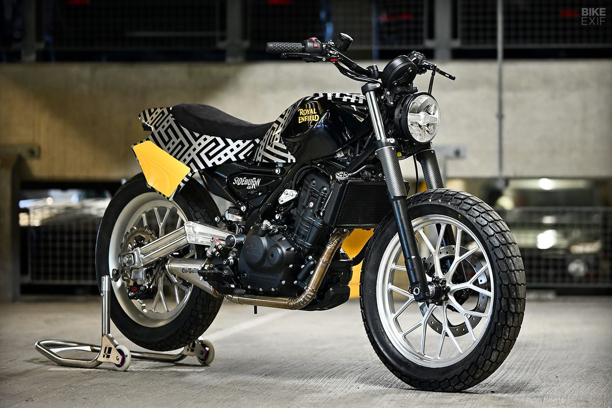 Royal Enfield, Guerrilla 450, desain klasik, Modifikasi motor, Transformasi Royal Enfield Guerrilla 450 Menjadi Street Tracker