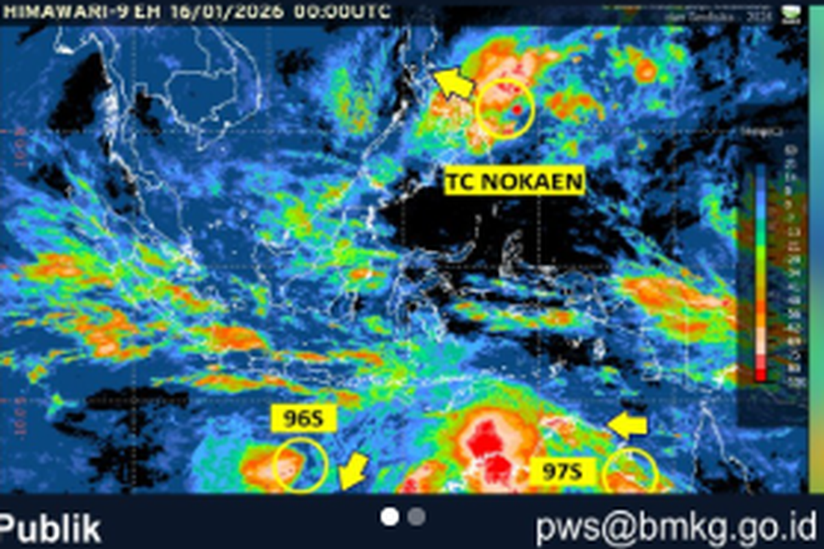 BMKG, Siklon Tropis Nokaen, Bibit Siklon Tropis 97S, BMKG Pantau Siklon Tropis Nokaen dan Bibit 97S, Sejumlah Wilayah Berpotensi Hujan dan Gelombang Tinggi, Pergerakan Siklon Tropis Nokaen, Bibit Siklon Tropis 97S di sekitar Laut Timor, Bibit Siklon 96S dinyatakan tidak aktif, Dampak tidak langsung, Gelombang tinggi di sejumlah perairan