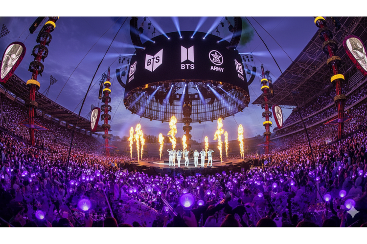 konser, ChatGPT, konser BTS, world tour BTS, Army Penasaran Panggung 360 Derajat Konser BTS, Saya Minta ChatGPT Buat Fotonya