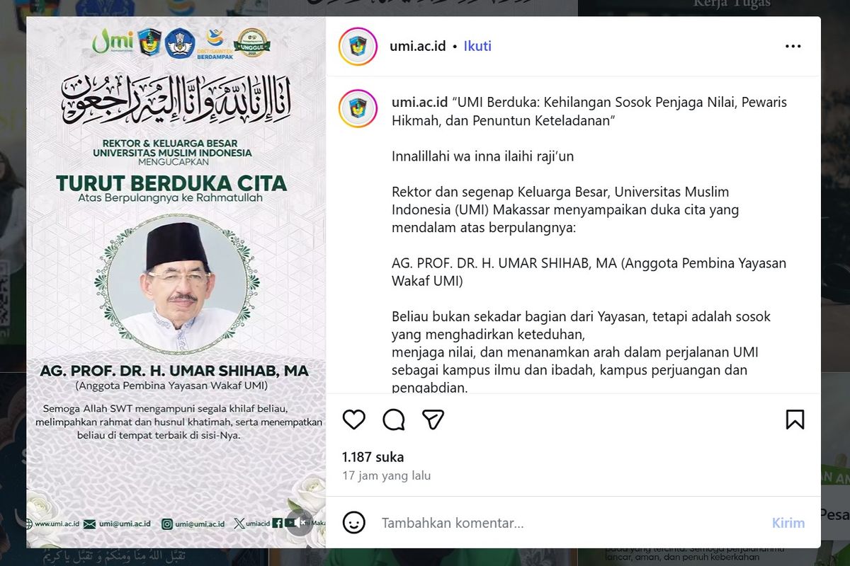 Umar Shihab, Makassar, Sulawesi Selatan, mengenang Umar Shihab, Profil Umar Shihab, Kakak Kandung Quraish Shihab yang Meninggal di Usia 86 Tahun
