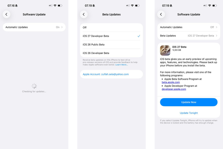 iOS 27 Beta, iOS 27 Beta Developer, risiko update iOS 27 Beta, cara update iOS 27 Beta, iOS 27 Beta Meluncur, Ini Risiko yang Perlu Diketahui Sebelum Update, Risiko update iOS 27 Beta, Cara update iOS 27 Beta di iPhone, Jadwal rilis iOS 27, Daftar iPhone yang dapat update iOS 27