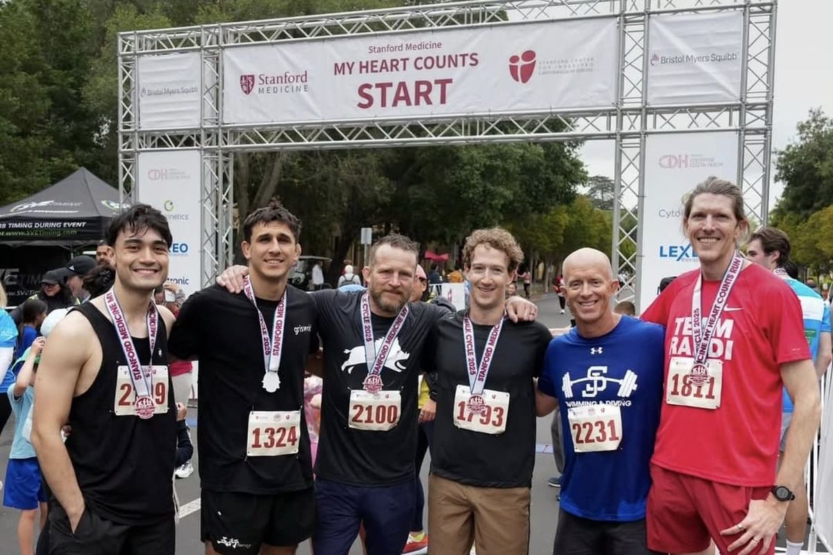 Meta, lari, pelari, meta, Mark Zuckberg, mark zuckerberg lari, olahraga Mark Zuckerberg, Bos Meta Mark Zuckerberg Ikut Lari 5 Kilometer, Finis dalam 20 Menit