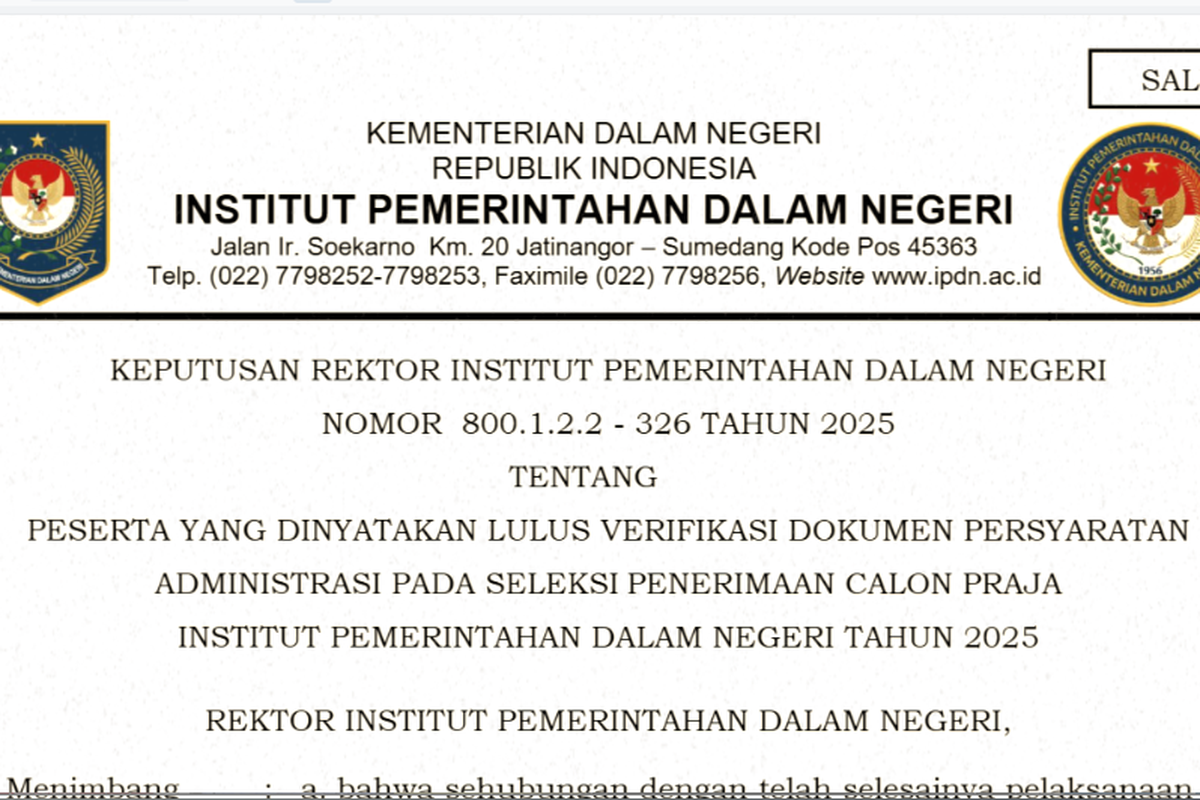 IPDN, SPCP IPDN, sekolah kedinasan, ipdn, CPNS, Sekolah Kedinasan, spcp ipdn, Cara Cek Hasil SPCP IPDN 2025, 28.579 Peserta Lolos, Adakah Namamu?, Disampaikan Langsung oleh Rektor IPDN, Kuota Praja dan Jadwal SKD IPDN 2025, Cara Cek Nama Peserta yang Lolos SPCP IPDN 2025, Akses Informasi Lain