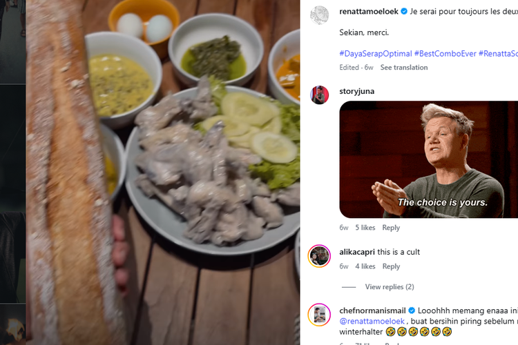 cara makan nasi padang, Gaya Makan Nasi Padang ala Chef Renatta, Dicocol Roti Perancis