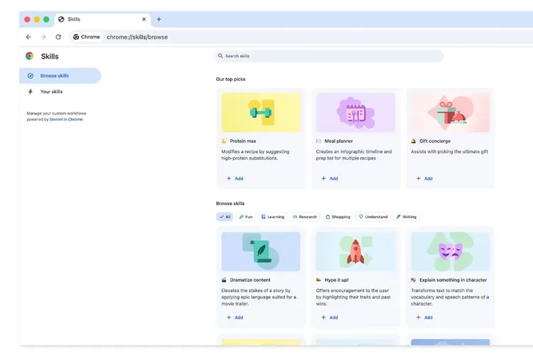 prompt, Chrome, Gemini, Skills, Google Rilis Fitur 