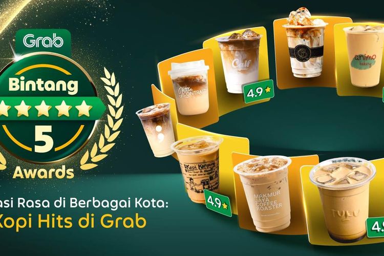 Grab Bintang 5 Awards, Animo Bakery, Kopi Calf, Kopi Dibawahtangga, Kopi Titik Koma, Kopi Tuku, 10 Brand Kopi dengan Rating Tertinggi di GrabFood, Ada Favoritmu?, 1. Animo Bakery X Witchcraft Sandwich, 2. Couvee, 3. Golden Black Coffee, 4. Kopi Calf, 5. Kopi Dibawahtangga, 6. Kopi Ogud, 7. Kopi Titik Koma, 8. Little Contrast, 9. Makmur Jaya Coffee Roaster, 10. Toko Kopi Tuku