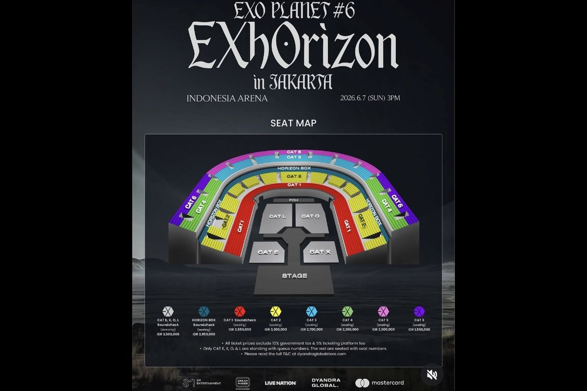 Indonesia Arena, konser EXO, EXO Tambah Hari Konser di Jakarta 6 Juni 2026, Penjualan Tiket Dibuka 15 April