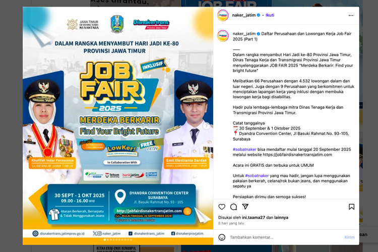 Job Fair Inklusif Surabaya 2025, lowongan kerja surabaya september 2025, Cara daftar job fair online Jatim, 4532 lowongan kerja Jawa Timur, Jadwal Job Fair Dyandra Convention Center, Syarat daftar job fair Disnakertrans Jatim, Job fair gratis untuk penyandang disabilitas, Link pendaftaran jobfairdisnakertransjatim com, Job Fair Inklusif Surabaya 2025: 4.532 Lowongan, Gratis, dan Pendaftaran Online, Syarat dan cara daftar Job Fair Inklusif 2025, 4. Pilih Jadwal Job Fair, Alur saat hari Job Fair, Kolaborasi dan target Job Fair 2025
