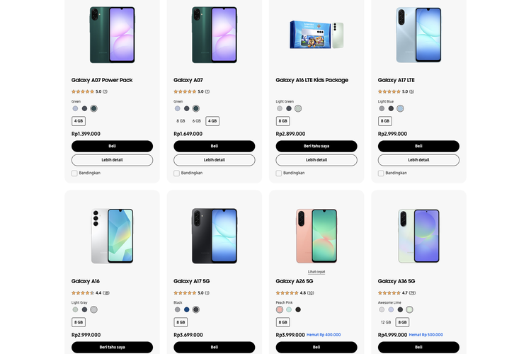 harga HP Samsung, harga hp samsung terbaru, Harga HP Samsung, daftar harga HP Samsung, Daftar harga HP Samsung terbaru, harga hp Samsung desember, harga HP Samsung 9 Desember 2025, Daftar Harga HP Samsung per 9 Desember 2025, Galaxy A07 Cuma Rp 1 Jutaan