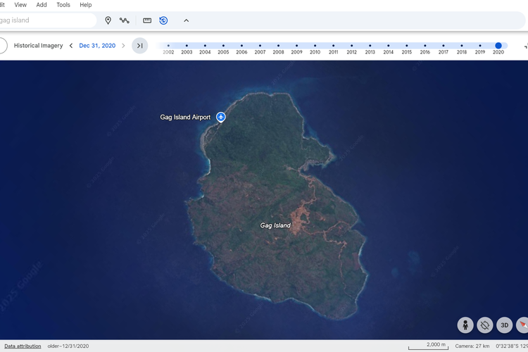 Pulau Gag, Raja Ampat, tambang nikel, Tambang Nikel, Pulau Gag Raja Ampat, Dari Hijau ke Coklat, Citra Satelit Ungkap Perubahan Pulau Gag akibat Tambang Nikel Raja Ampat
