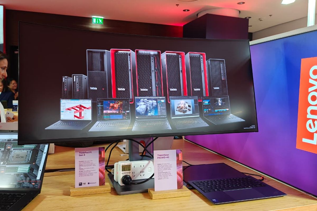 Lenovo, Monitor, ThinkVision P40WD-40, Lenovo ThinkVision P40WD-40, Lenovo Rilis Monitor 5K Lengkung Hemat Daya ThinkVision P40WD