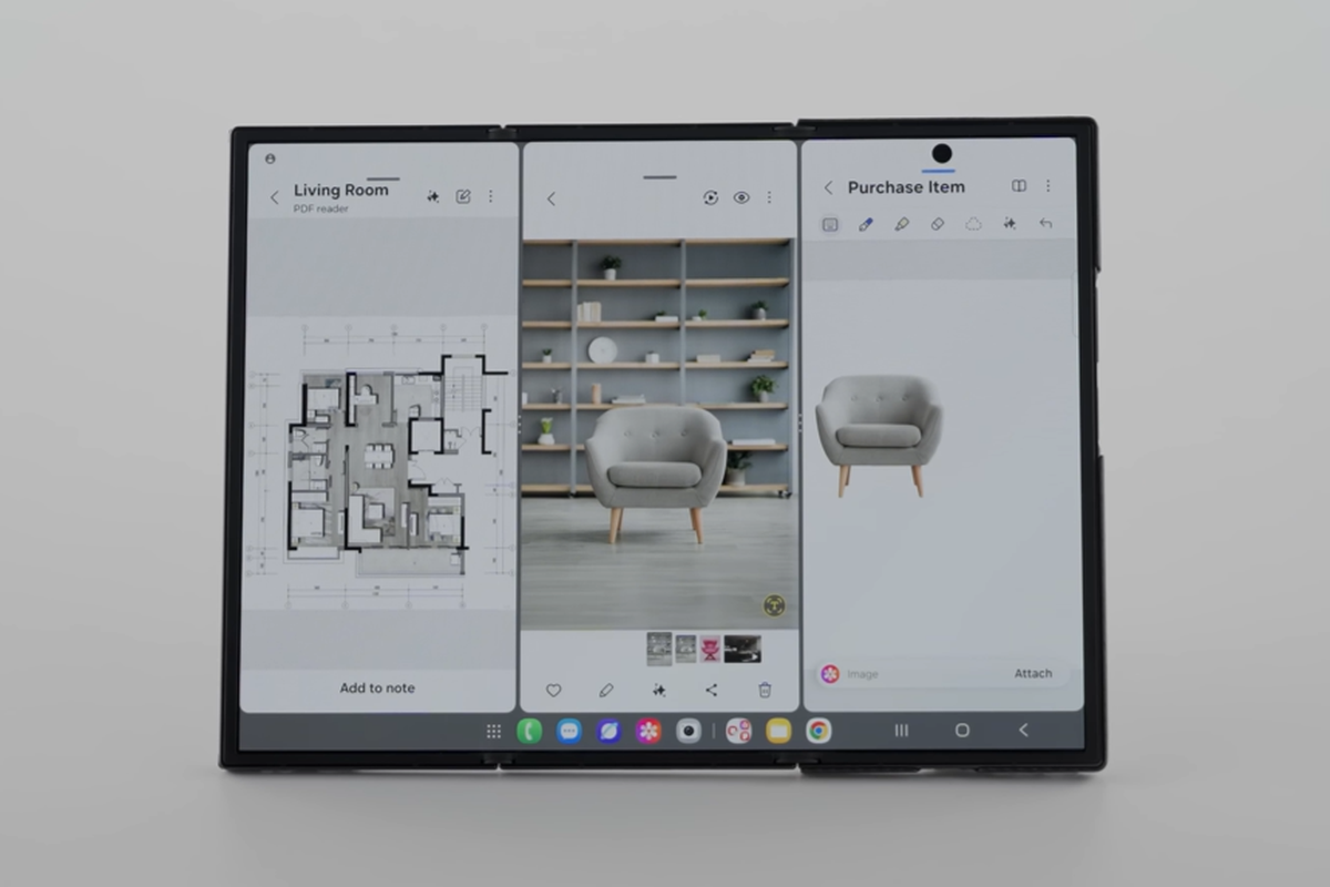 Samsung, Samsung Galaxy Z TriFold, spesifikasi Samsung Galaxy Z TriFold, Tabel Spesifikasi Samsung Galaxy Z TriFold, Desain Layar Tiga Lipatan