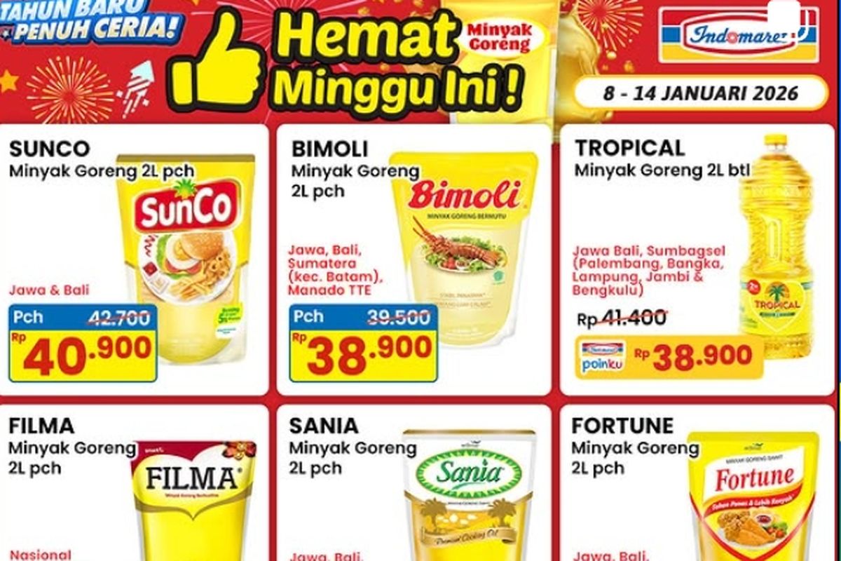 Indomaret, promo Indomaret, promo Indomaret hari ini, Promo Indomaret Hari Ini 13 Januari 2026, Semua Minyak Goreng 2 Liter Turun Harga, 1. Hemat Minggu Ini (hingga 14 Januari 2025), 2. Purchase with Purchase (PWP), 3. Promo Susu (hingga 21 Januari), 4. Fresh &amp; Healthy (hingga 15 Januari), 5. Super Hemat Kebutuhan Pribadi &amp; Rumah (hingga 21 Januari)
