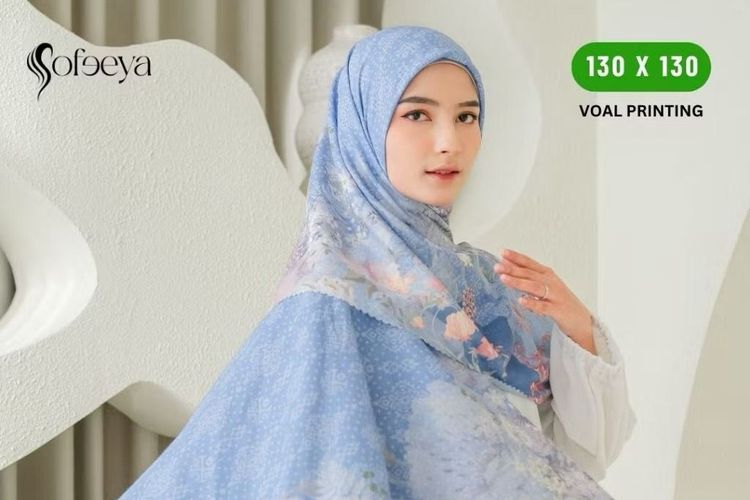 hijab motif bunga, hijab motif segi empat, rekomendasi hijab motif, voal motif, kerudung motif terbaru, 7 Rekomendasi Hijab Voal Motif untuk Lebaran, Harga di Bawah Rp 80.000