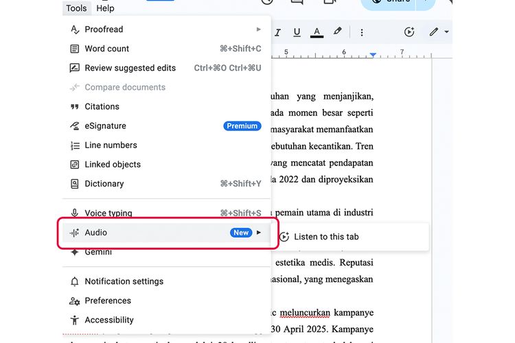 Google, google docs, google gemini, Gemini AI, bikin dokumen pake suara, Fitur Baru Google Docs, Teks Bisa Diubah Jadi Audio AI