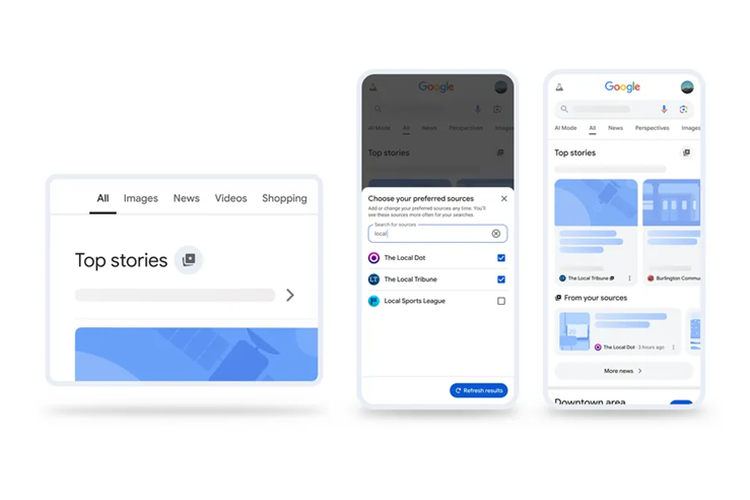 Google, Preferred Sources, media, berita, Top Stories, sumber pilihan, pencarian Google, Fitur Baru Google Search, Pengguna Bisa Pilih Media Favorit di Hasil Pencarian