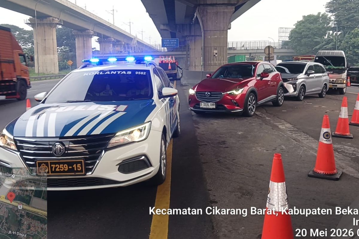 contraflow, pemeliharaan jalan, lalu lintas, Rekayasa Lalu Lintas Contraflow Diterapkan di Tol Japek Arah Cikampek