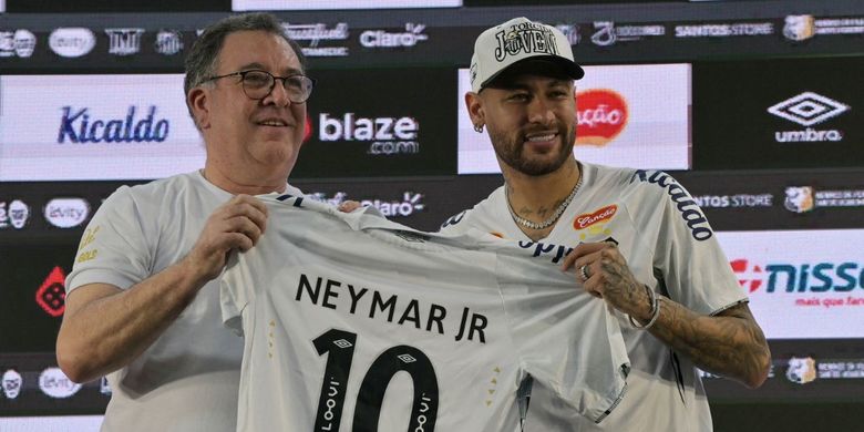 Neymar, Robinho, Robinho Jr, Deportivo Recoleta, Copa Sudamericana, Respons Neymar Usai Kontak Fisik dengan Robinho Jr di Latihan Santos FC