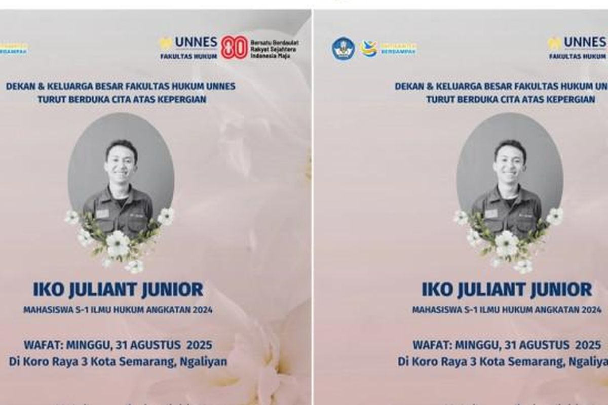 mahasiswa unnes meninggal, Iko Juliant, iko juliant junior, Iko Juliant Junior unnes, kecelakaan mahasiswa semarang, prestasi iko unnes, kejanggalan wafatnya iko, kecelakaan iko juliant, Unnes Ungkap Prestasi Akademik Mendiang Iko Juliant Junior, Wafat Usai Kecelakaan di Semarang, Unnes sampaikan bela sungkawa, Kronologi wafatnya Iko, Muncul dugaan kejanggalan, Polisi sebut Iko meninggal karena kecelakaan