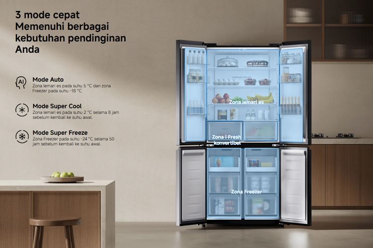 Xiaomi, kulkas, Mijia, Mijia Refrigerator Cross Door 510L, kulkas pintar, Kulkas, Kulkas pintar, Xiaomi Rilis Kulkas Mijia Cross Door di Indonesia, 4 Pintu Kapasitas 510 Liter