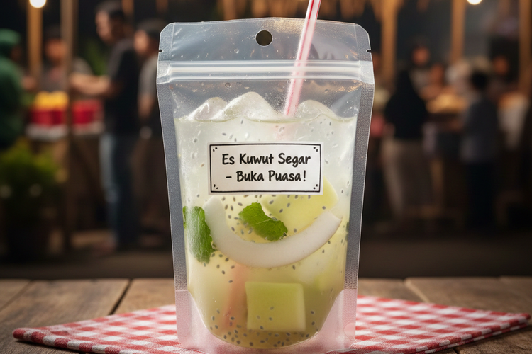 5 Ide Es Segar untuk Takjil Ramadan, Kemasan Standing Pouch, 1. Es Kuwut Bali, 2. Es Lumut, 3. Es Mojito Buah, 4. Es Susu Jelly, 5. Es Buko Pandan
