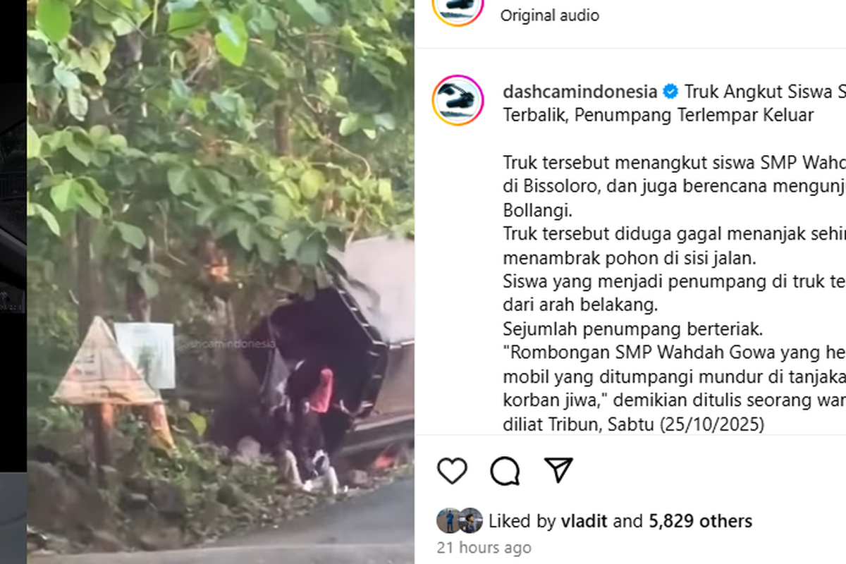 pelajar, truk terguling, video viral, truk kecelakaan, rombongan pelajar, Viral Truk Terguling Angkut Rombongan Pelajar yang Mau Kemah