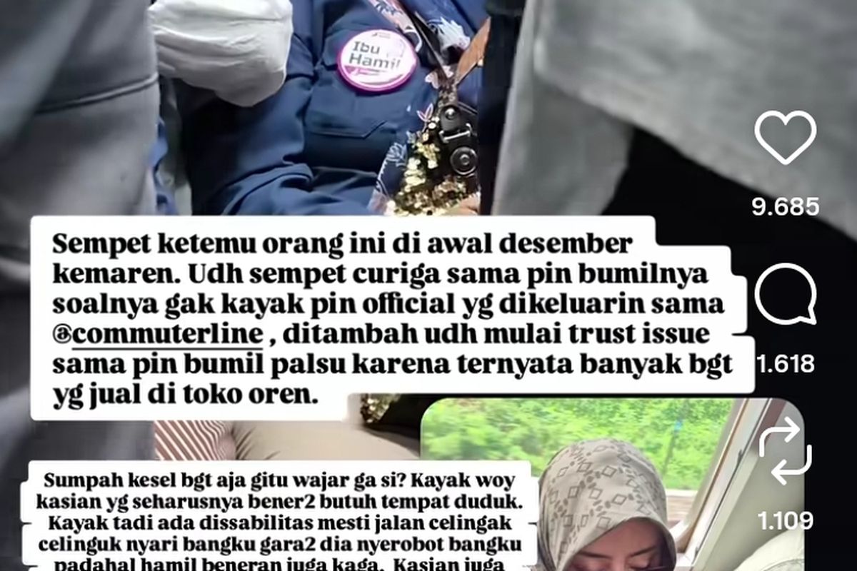 Pin Ibu Hamil, KAI Commuter, Penumpang Diduga Pakai Pin Palsu demi Dapat Tempat Duduk, Ini Ciri Pin Ibu Hamil Asli