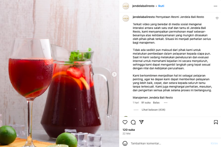 Jendela Resto Bali, pengunjung Jendela Resto Bali, penjelasan Jendela Resto Bali, pengunjung Jendela Resto Bali dipermalukan, lokasi Jendela Resto Bali, Pengunjung Jendela Resto Bali Merasa Dipermalukan Kasir, Ini Klarifikasi Manajemen