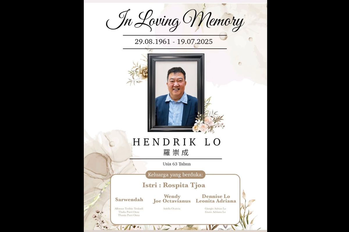 Sarwendah, Jakarta, ayah Sarwendah, Disemayamkan di Rumah Duka Grand Heaven, disemayamkan di Rumah Duka Grand Heaven, Ayah Sarwendah, Ayah Sarwendah Tan, Hendrik Lo, Meninggal Dunia di Usia 63 Tahun