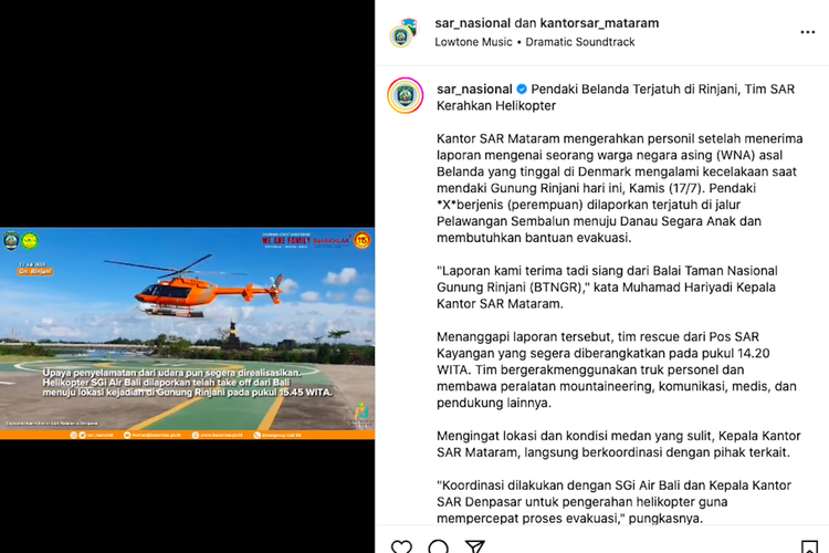 Gunung Rinjani, pendaki Denmark, Pendaki Denmark, pendaki Belanda, pendaki Denmark jatuh di Rinjani, lokasi jatuhnya pendaki Denmark, kronologi pendaki Denmark jatuh di Rinjani, Titik Lokasi Jatuhnya Pendaki Denmark Dekat dengan Pendaki Swiss