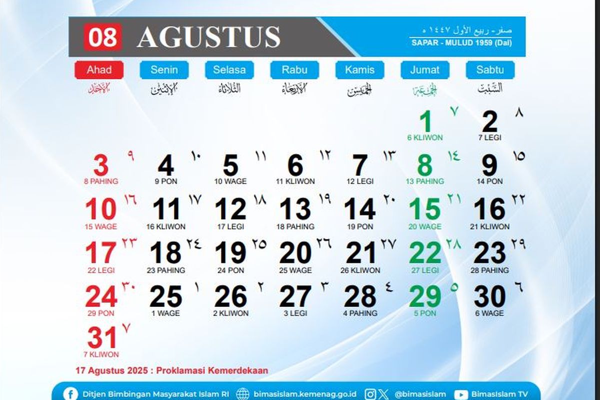 Kalender Agustus 2025, libur nasional, libur, 18 Agustus 2025, 17 Agustus 2025, long weekend, kalender Agustus 2025, Libur, Long Weekend, HUT ke-80 RI, Libur Nasional, long weekend agustus 2025, 18 agustus 2025, Long Weekend HUT ke-80 RI Kapan, Long Weekend HUT ke-80 RI Kapan? Cek Libur Kalender Agustus 2025 