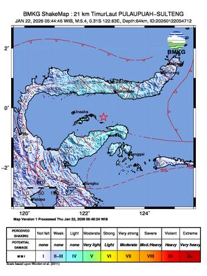 BMKG, gempa, gempa bumi, Gempa Magnitudo 5,4 Guncang Pulau Puah Sulsel, Tidak Berpotensi Tsunami