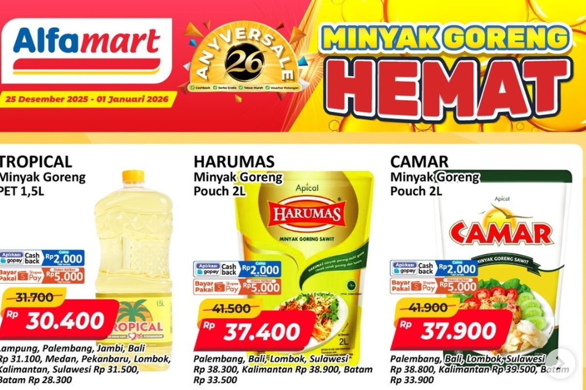 Alfamart, promo Alfamart, Promo Alfamart Hari Ini 25 Desember 2025: Minyak Goreng dan Susu Turun Harga, 1. Promo Gantung (hingga 1 Januari 2026), 2. Minyak Goreng Hemat (hingga 1 Januari 2026), 3. Liburan Asyik Natal dan Tahun Baru (hingga 1 Januari 2026), 4. Promo Tebus Murah (hingga 31 Desember), 5. Personal Care (hingga 31 Desember), 6. Sarapan Hemat (hingga 31 Desember), 7. Dapur Year End Sale (hingga 31 Desember), 8. Promo Tahun Baru (hingga 31 Desember)